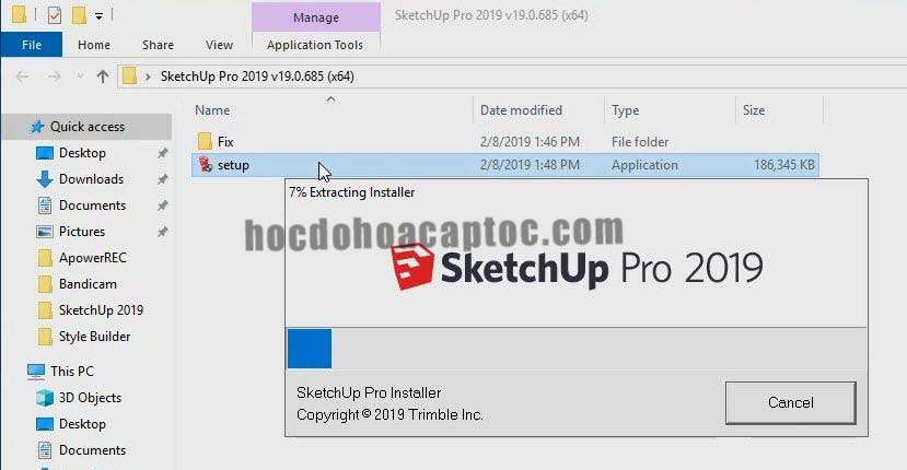 Hướng dẫn cài đặt Sketchup 2019