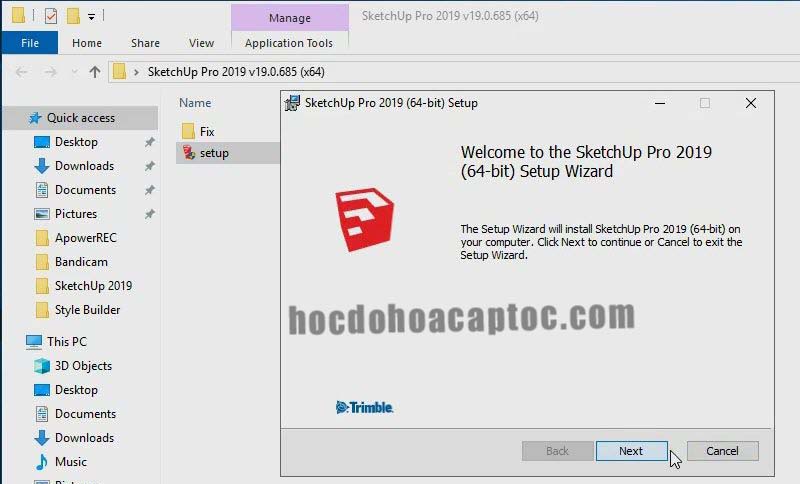 Hướng dẫn cài đặt Sketchup 2019