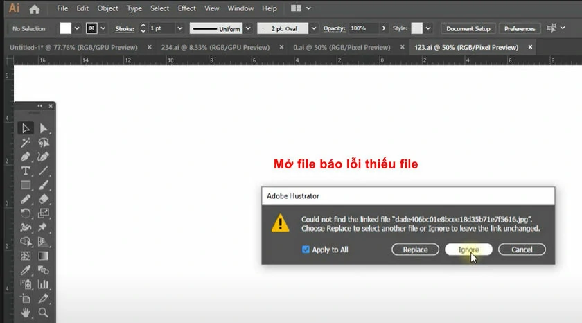 illustrator lỗi thiếu file