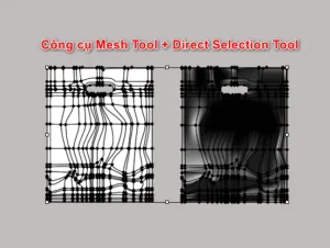 Hướng dẫn thiết kế bao bì trong illustrator Bước 2: Tạo lưới bằng công cụ mesh tool.