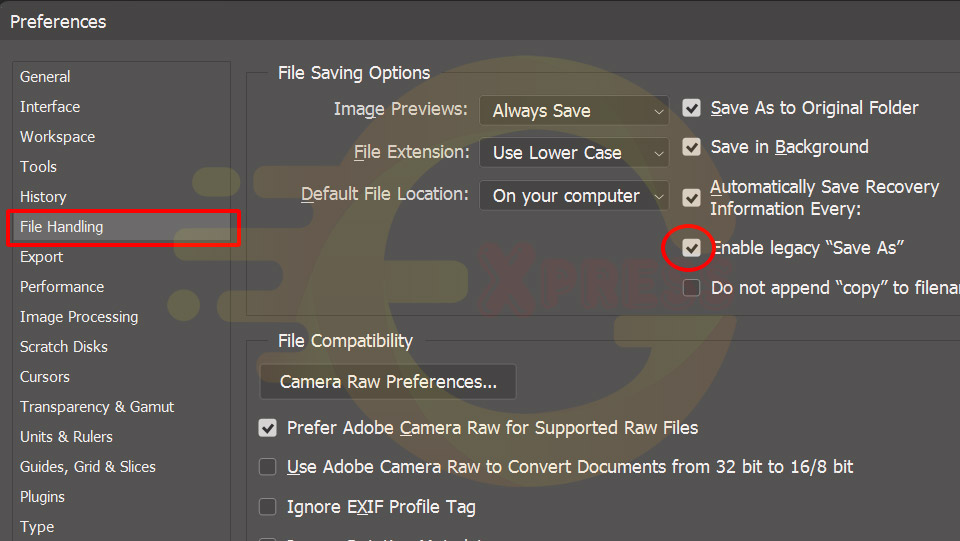 Hướng dẫn thay đổi cách lưu file photoshop giống các phiên bản cũ