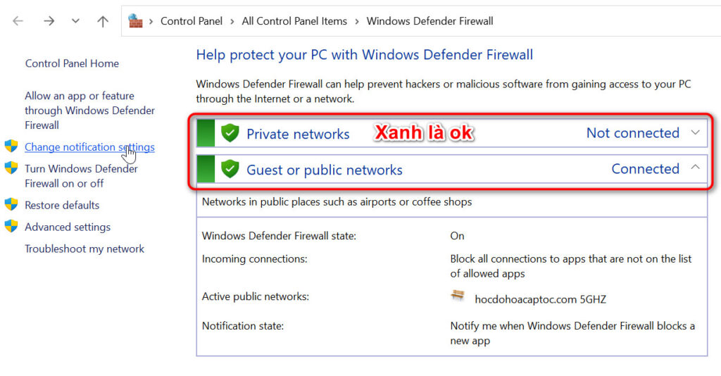 Bật tường lửa
