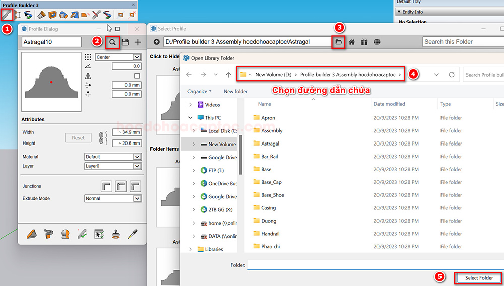 Hướng dẫn sử dụng thư viện phào chỉ profile builder 3 tự động miễn phí