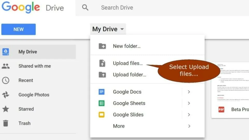 Google Sheet là gì? Tại sao mọi người nên dùng Google Sheet? Chọn ô Tải tệp lên để upload file từ thiết bị